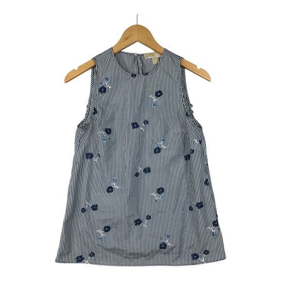 MICHAEL Michael Kors Tops - Michael Michael Kors Striped Floral Detail Sleeveless Blouse size XS Blue/White